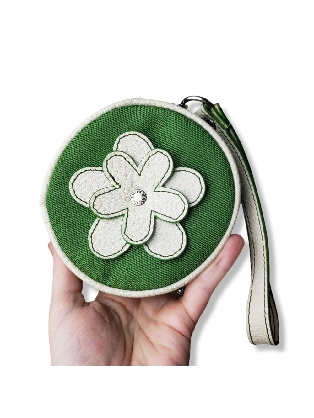 𝅺Tommy Hilfiger Round Flower Wristlet Mini Coin Purse